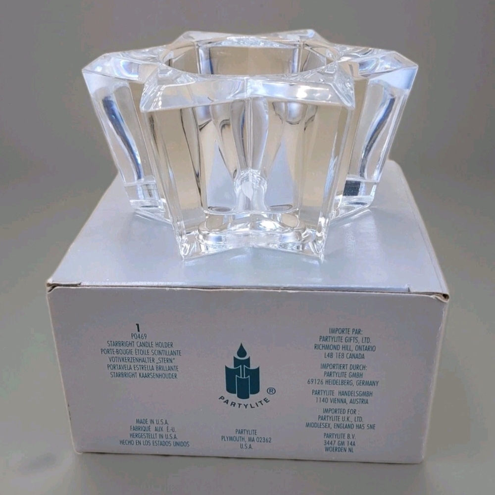 Partylite‎ Starbright 24 % Lead Crystal Candle Holder Votive P0469 NIB Vtg Star